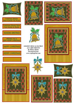 Golden Bell & Bauble A6 Card Fronts