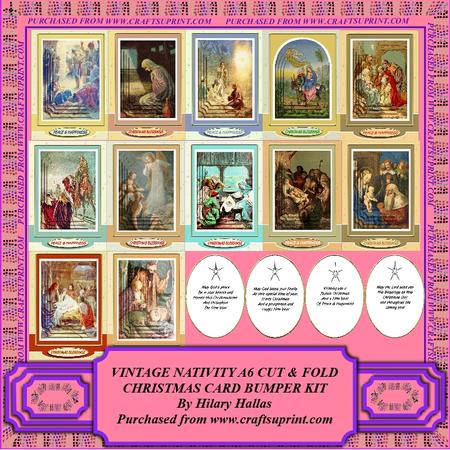 Vintage Nativity A6 Cut & Fold Christmas Card Bumper Kit