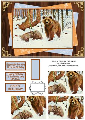 Bear and Cubs in the Snow
