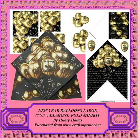 New Year Balloons Large Diamond Fold Minikit