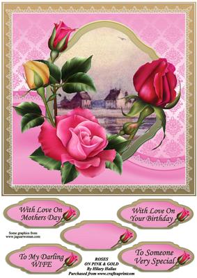 Roses on Pink & Gold