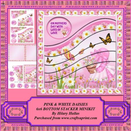 Pink & White Daisies 6x6 Bottom Stacker Minikit