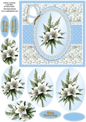 White Flowers with Pearls