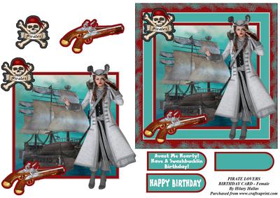 Pirate Lovers Birthday Card - Female