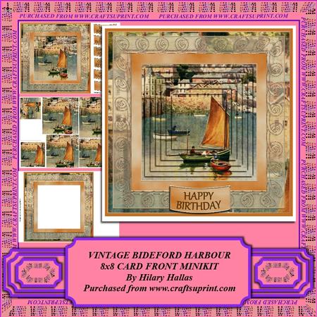 Vintage Bideford Harbour 8x8 Card Front Minikit
