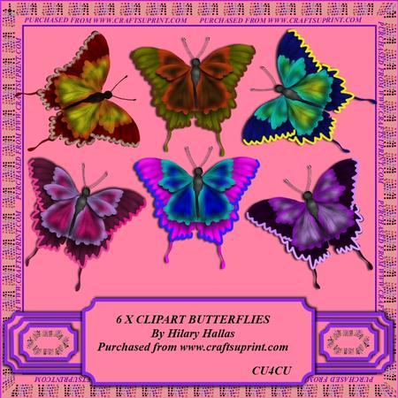 6 x Clipart Butterflies