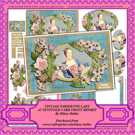 Vintage Parisienne Lady A5 Tentfold Cardfront Minikit