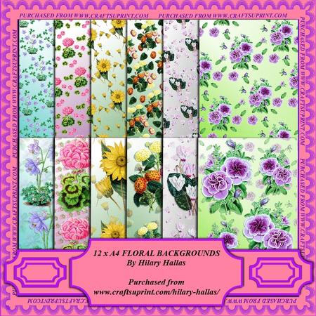 12 x A4 Floral Backgrounds