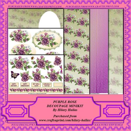 Purple Rose Decoupage Minikit