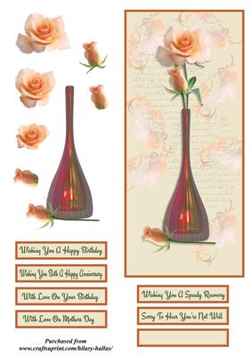 Peach Roses in Bud Vase
