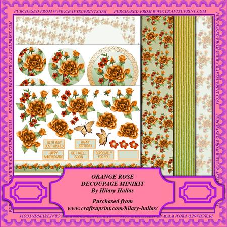 Orange Rose Decoupage Minikit