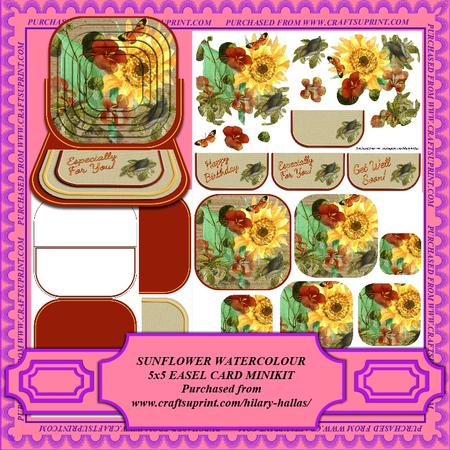 Sunflower Watercolour 5x5 Easel Card Minikit