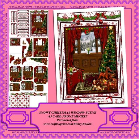 Snowy Christmas Window Scene A5 Cardfront Minikit