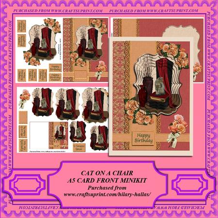 Cat on a Chair A5 Card Front Minikit