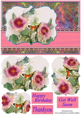 Watercolour Flowers & Butterflies