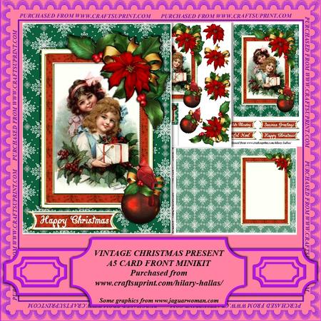 Vintage Christmas Present A5 Cardfront Minikit