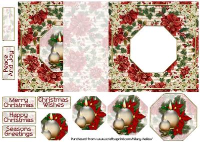 Candles & Poinsettia No Hole Foldback