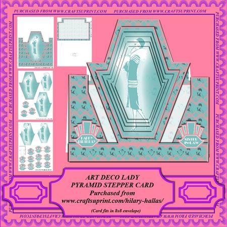 Art Deco Lady Pyramid Stepper Card