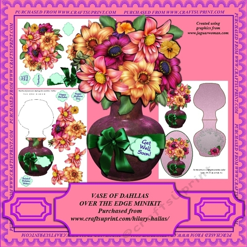 Vase of Dahlias Over The Edge Minikit