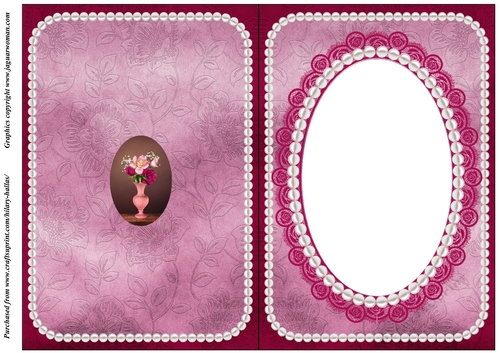 Pink Vase of Roses Insert