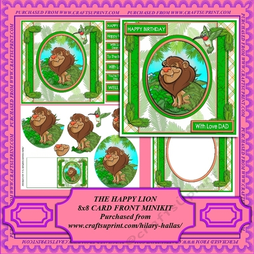 The Happy Lion 8x8 Card Front Minikit