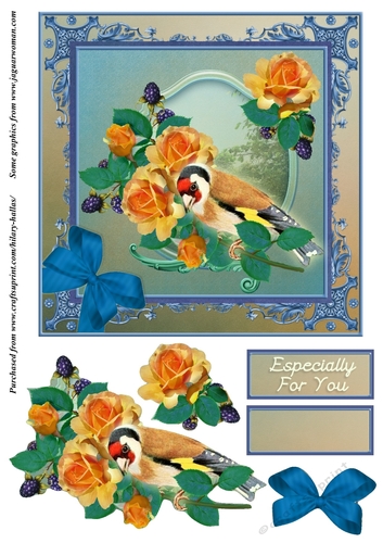 Goldfinch With Yellow Roses