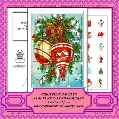 Christmas Baubles A4 Advent Calender Minikit