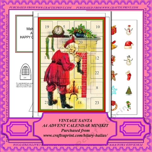 Vintage Santa A4 Advent Calendar Minikit