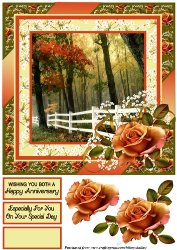 Peach Rose With Forest Scenery