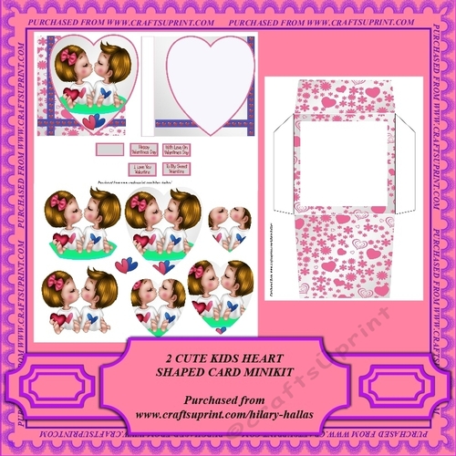 Two Cute Kids Heart Shaped Card Minikit