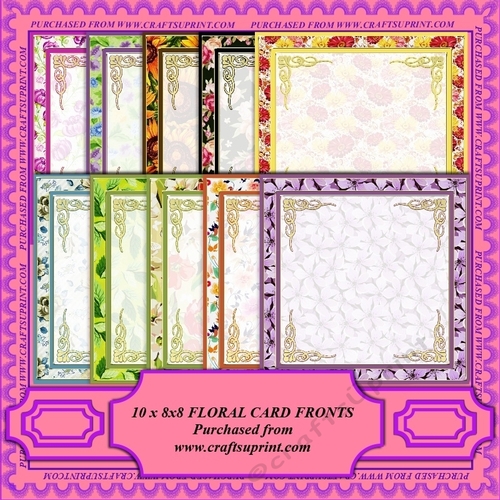 10 x 8x8 Floral Card Fronts