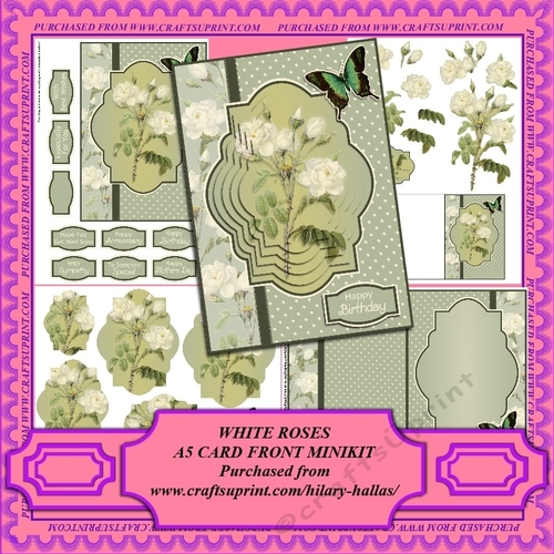 White Roses A5 Card Front Minikit