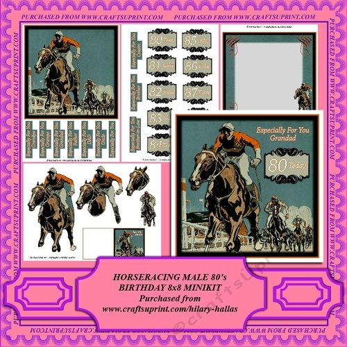 Horseracing Male 80s Birthday 8x8 Minikit