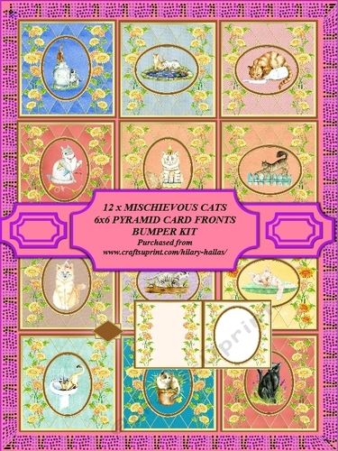 Mischievious Cats 6x6 Pyramid Card Fronts Bumper Kit
