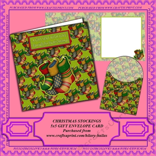 Christmas Stockings 5x5 Gift Envelope Card Minikit