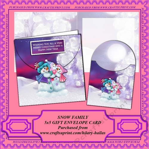 Snow Family 5x5 Gift Envelope Card Minikit