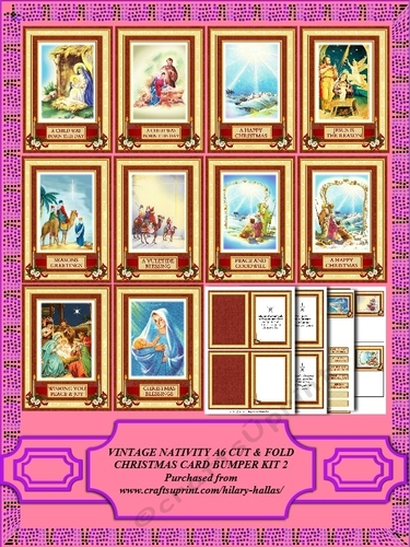 Vintage Nativity A6 Cut & Fold Christmas Card Bumper Kit 2