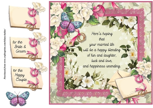 White Roses Wedding Card