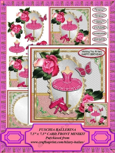 Fuschia Ballerina 7.5 x 7.5 Card Front Minikit