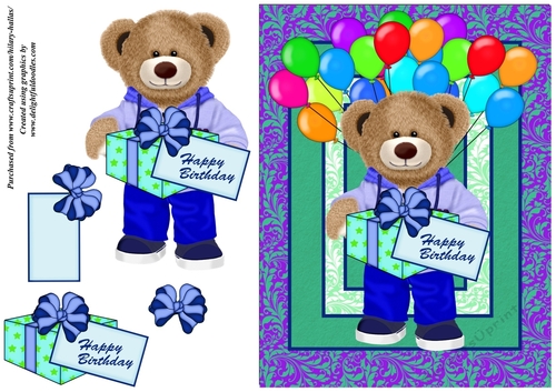 Male Teddy With Birthday Present