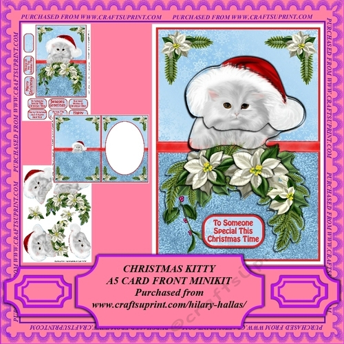 Christmas Kitty A5 Card Front Minikit