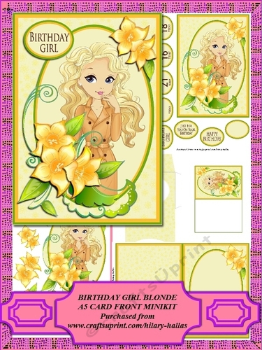 Birthday Girl Blonde A5 Card Front Minikit
