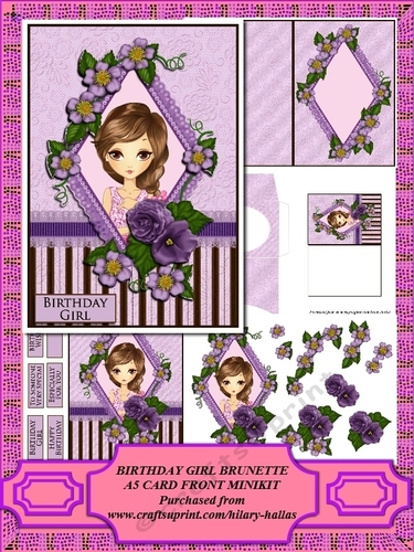 Birthday Girl Brunette A5 Card Front Minikit