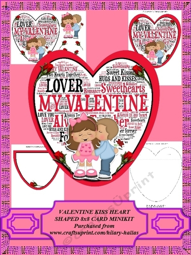 Valentine Kiss Heart Shaped 8x8 Card Minikit