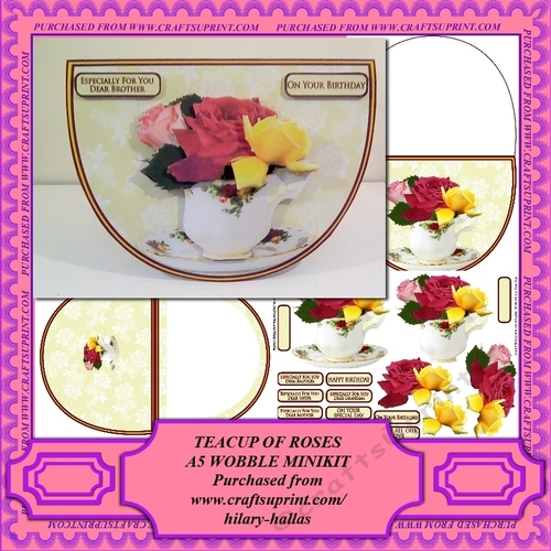 Teacup of Roses A5 Wobble Card Minikit
