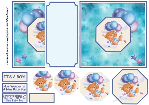 Baby Boy Teddie With Balloons