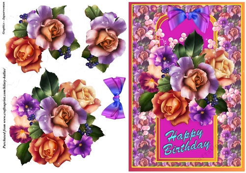 Purple & Apricot Roses Birthday