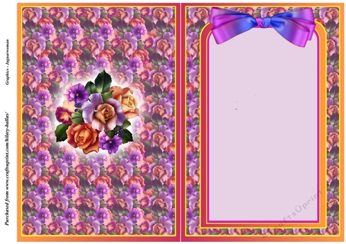Purple & Apricot Roses Birthday Insert