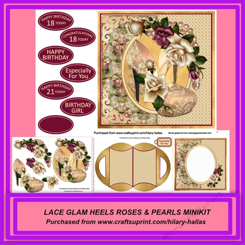 Lace Glam Heels Roses & Pearls Minikit