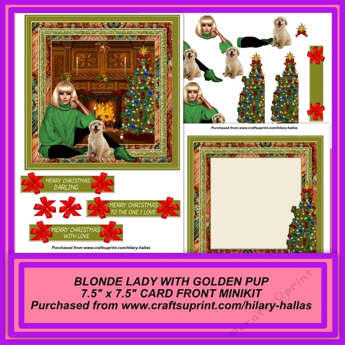 Blonde Lady With Golden Pup 7.5 x 7.5 Card Front Minikit